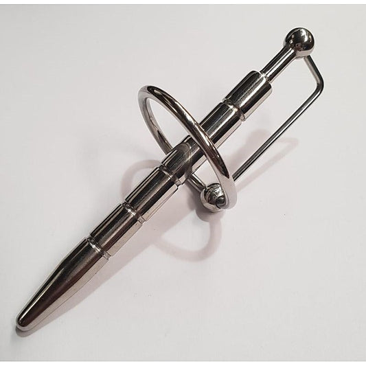Hell's Couture Ribbed Penis Plug with Glans Ring - Penis Plugs