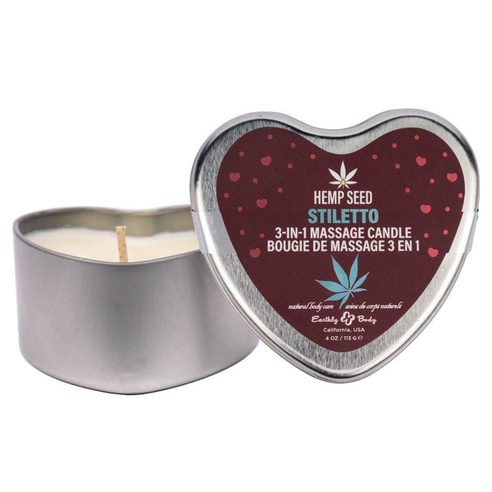 Earthly Body Hemp Seed 3 in 1 Massage Heart Candle 113g Sex Pheromones and Perfumes