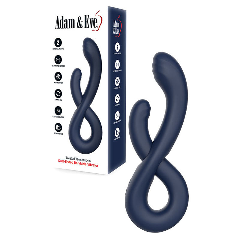 Adam and Eve TWISTED TEMPTATIONS USB Rechargeable Bendable Dual Vibrator Navy Blue G-Spot Vibrators