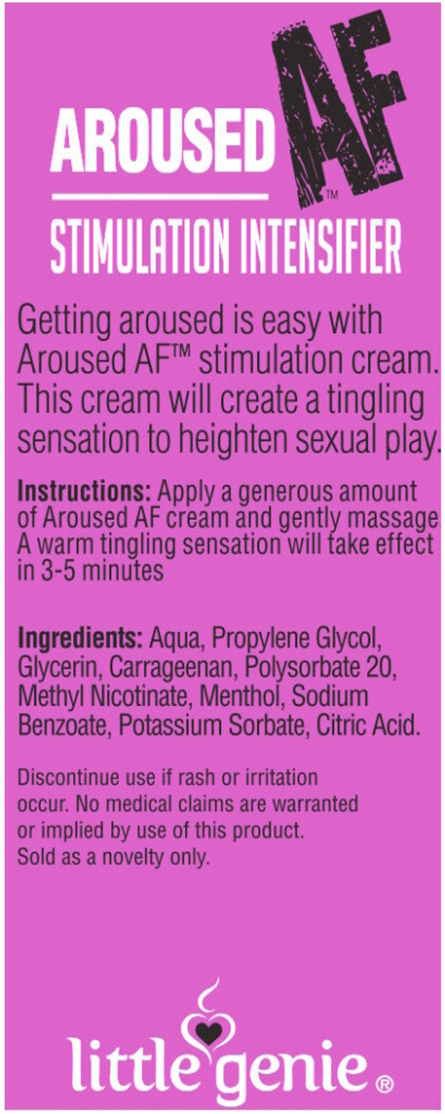 Little Genie Aroused AF Female Stimulation Cream 44ml Delay and Excite Sprays