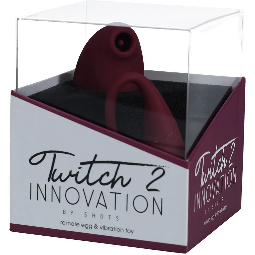 Shots Toys Twitch 2 USB Rechargeable Suction Vibrator with Remote Vibrating Egg Burgundy Remote Control Vibrators