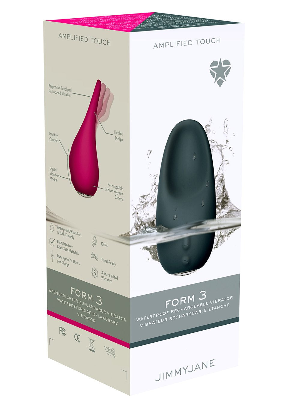 JimmyJane Form 3 Waterproof Rechargeable Vibrator Clit Ticklers and Pulsators