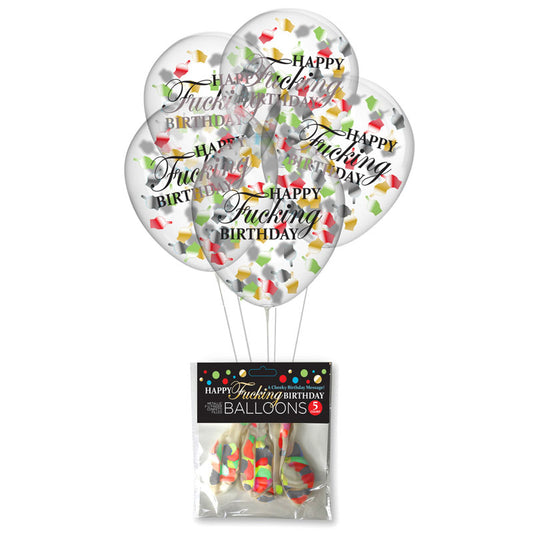 Little Genie Happy Fucking Birthday Confetti Party Balloons Set of 5 Party Gifts and Novelties