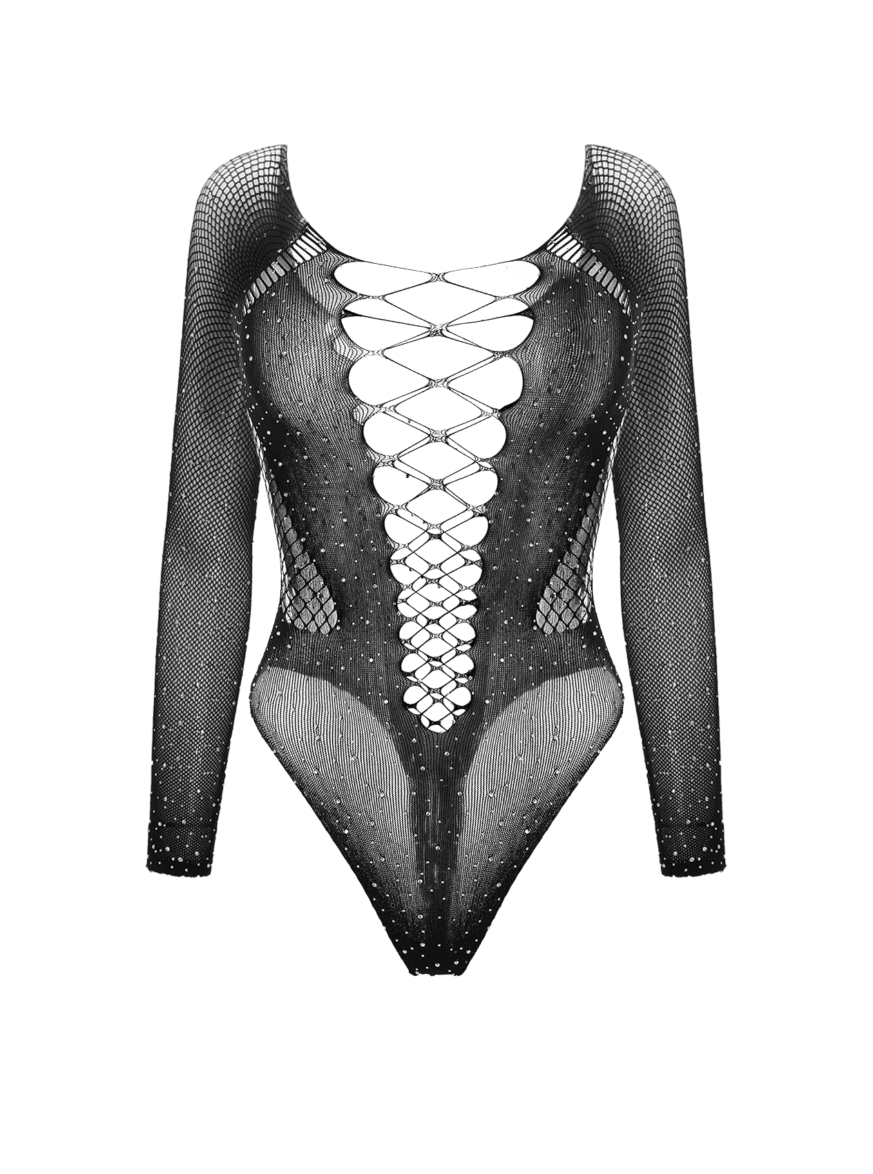 Love In Leather Rhinestone Sexy Womens Bodysuit Black Teddies and Bodysuits