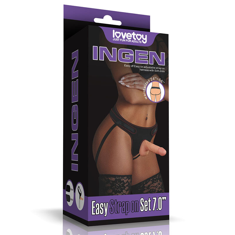 Lovetoy Ingen Easy Strap-On Dildo Set Flesh 17.8cm Strap On Sextoys