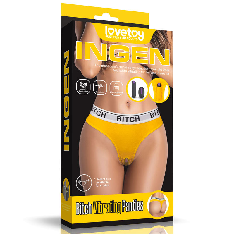 Lovetoy Ingen Bitch Rechargeable Vibrating Panties Yellow Remote Control Vibrators