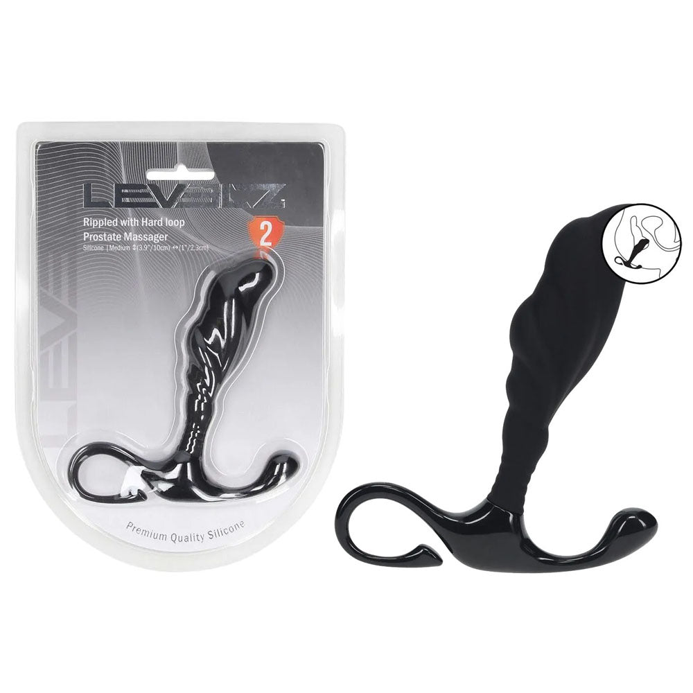 Shots LEVELZ Rippled with Hard Loop Prostate Massager Black Medium Prostate Toys