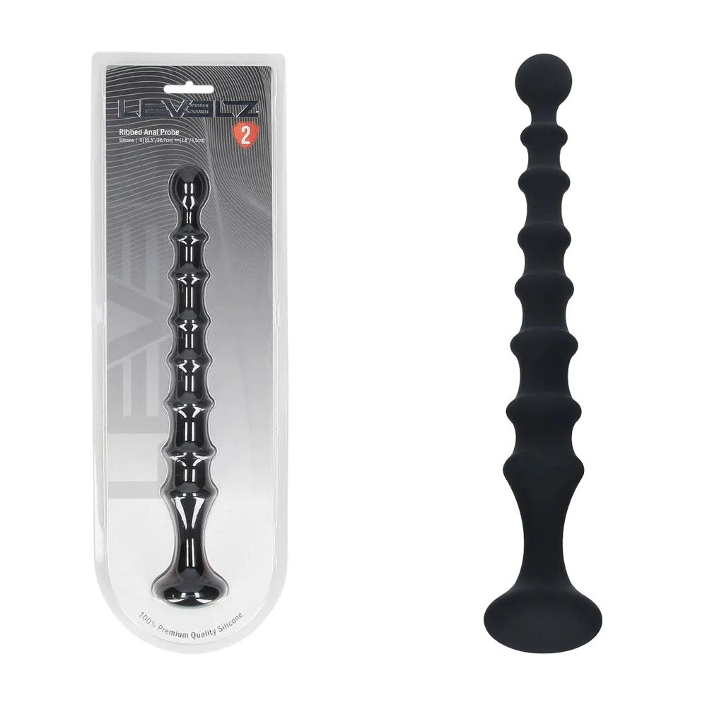 Shots LEVELZ Ribbed Silicone Flared Anal Probe Beads Anal Beads and Balls