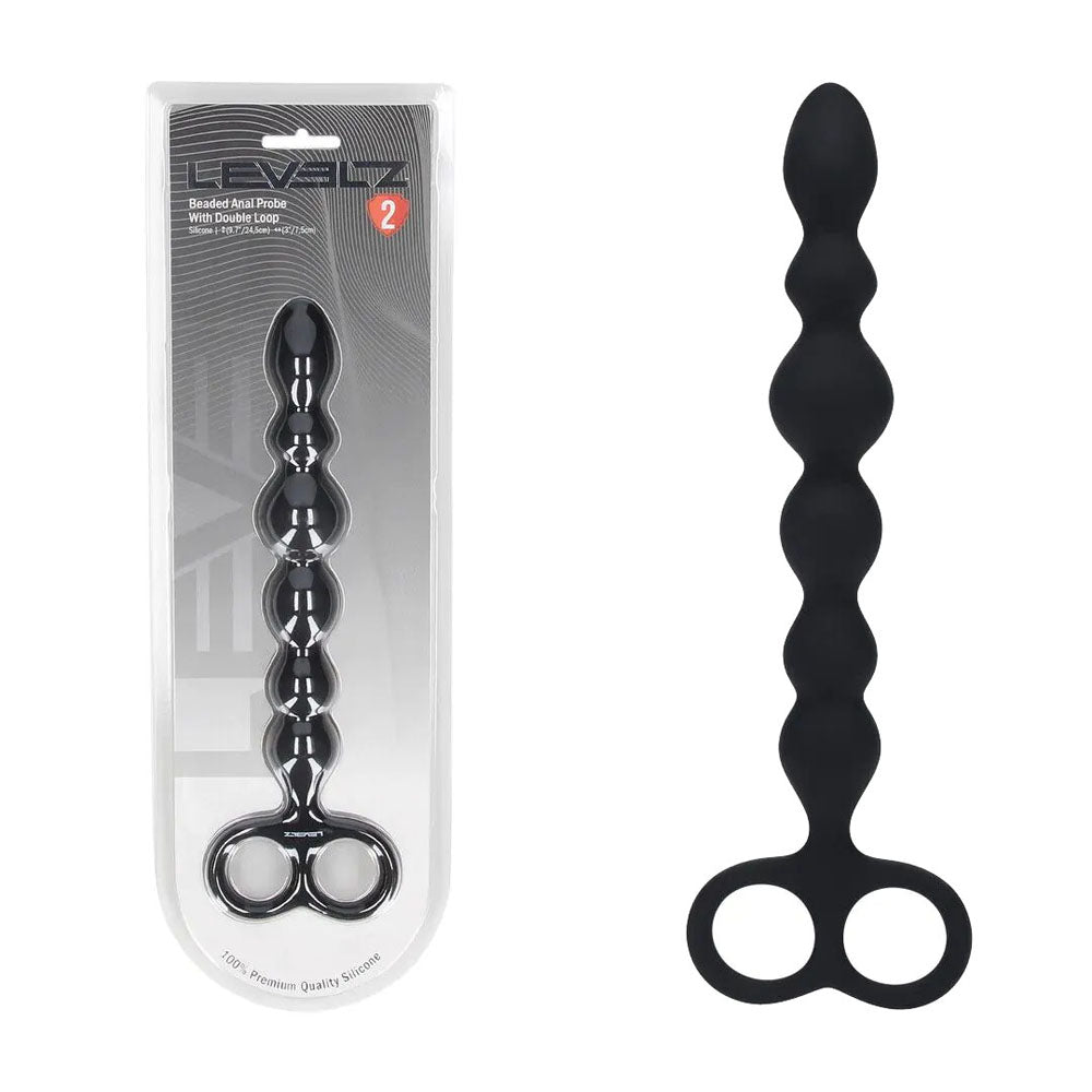 Shots LEVELZ Beaded Silicone Anal Probe with Double Loop Anal Beads and Balls