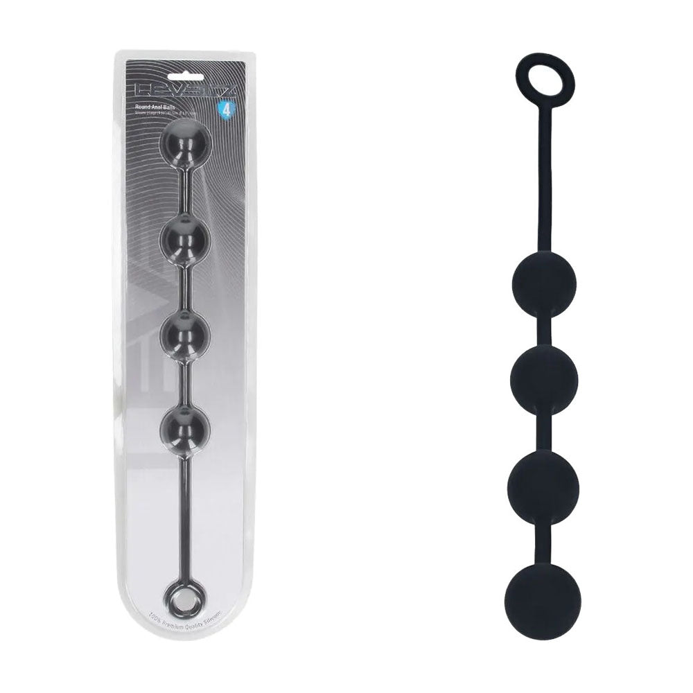 Shots LEVELZ Round Silicone Anal Balls Black Large Anal Beads and Balls