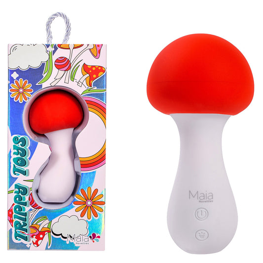 Maia SHROOMIE USB Rechargeable Mushroom Shaped Body Wand Vibrator Red/White - Body Wands