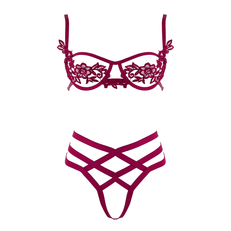 Muse Womens Bra with Cut Out Bust Red XL Default Title Her Fetish