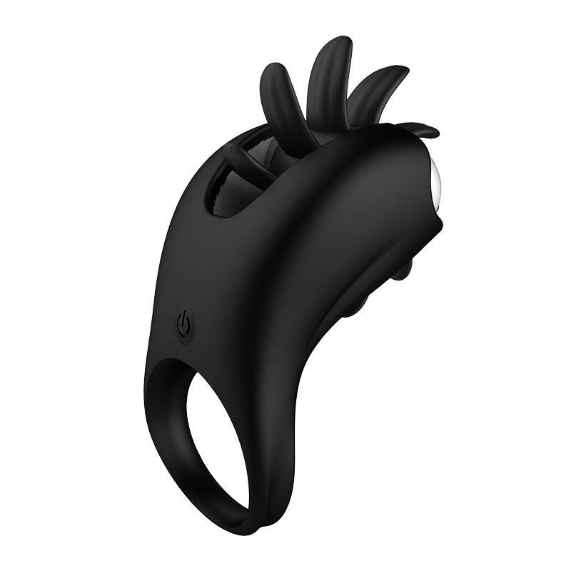 BDStyle Tongue Licking 10 Functions Cock Vibrator Black Vibrating Cock Rings