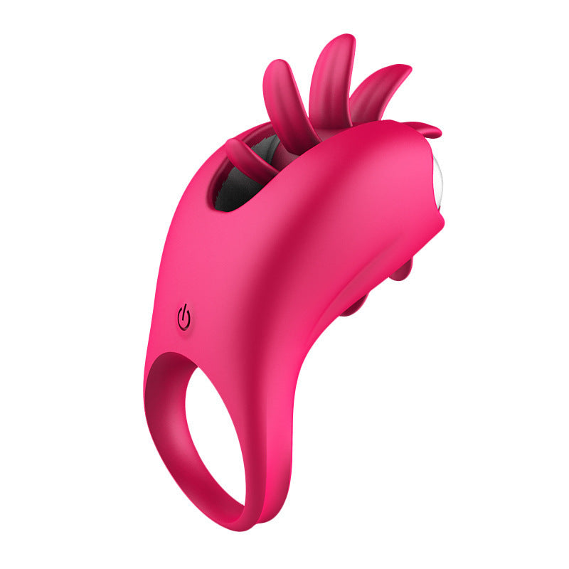 BDStyle Tongue Licking 10 Functions Cock Vibrator Pink Vibrating Cock Rings