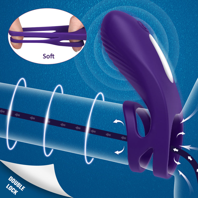 S-Hande Nicholas 9 Functions Rechargeable Cock Ring Purple Vibrating Cock Rings