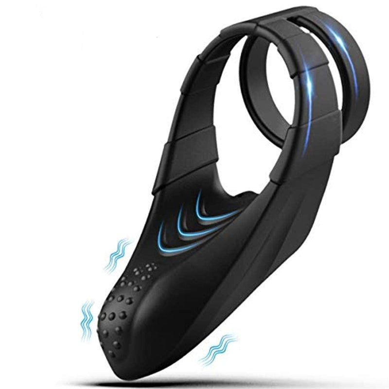 BDStyle 10 Functions Vibrating Dual Penis Ring with Taint Teaser Vibrating Cock Rings