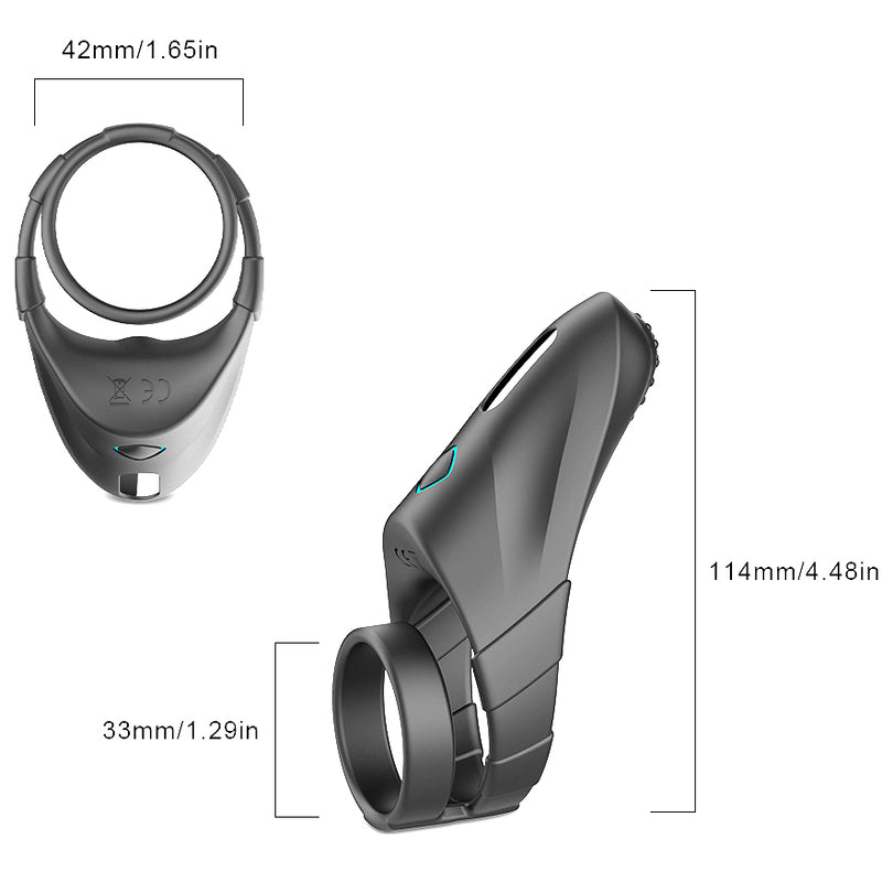 BDStyle 10 Functions Vibrating Dual Penis Ring with Taint Teaser Vibrating Cock Rings
