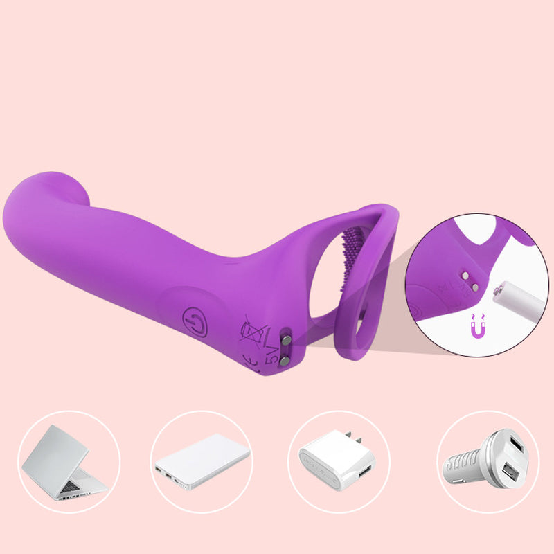 S-Hande Lorna Vibrating Cock Ring With Butt Plug Purple Vibrating Cock Rings