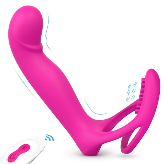 S-Hande Lorna 9 Functions Vibrating Cock Ring With Butt Plug Rose - Vibrating Cock Rings