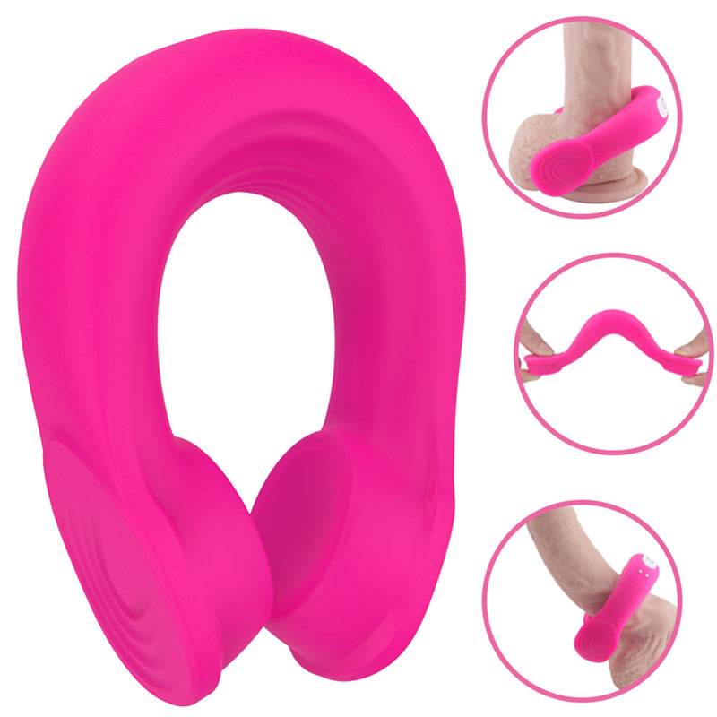 S-Hande Headset Multi Functions Vibrating Cock Ring Pink Vibrating Cock Rings