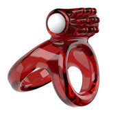 BDStyle Soft Lock Vibrating Penis Sleeve Ring Red Vibrating Cock Rings