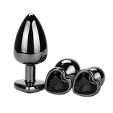 Heart Jeweled Black Stainless Steel Butt Plug Small Butt Plugs