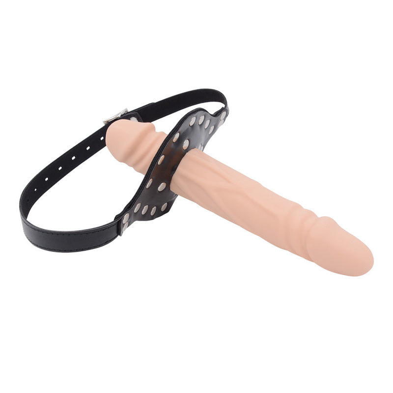 BDStyle BDSM Play Double-Cock Dildo Penis Mouth Gag Flesh Bondage Gags and Bits