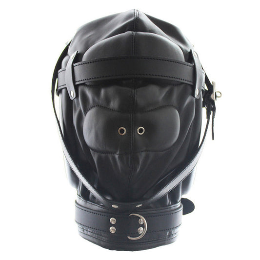 BDStyle Premium Total Sensory Deprivation Bondage Leather Hood - Bondage Hoods