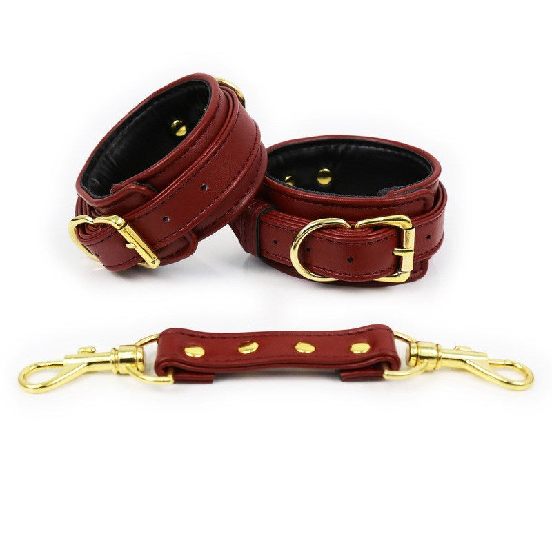 Pin Lock Heavy Cuffs - Wrist Or Ankle Restraints Claret Wrist Cuffs and Restraints