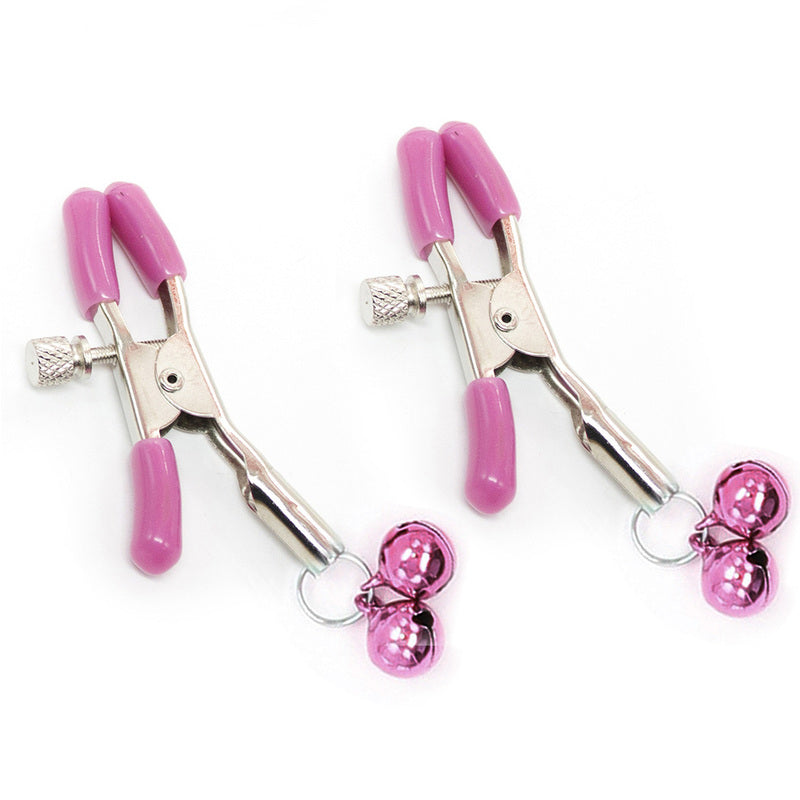 Adjustable Nipple Clamps With Bell Pink Nipple and Clit Clamps
