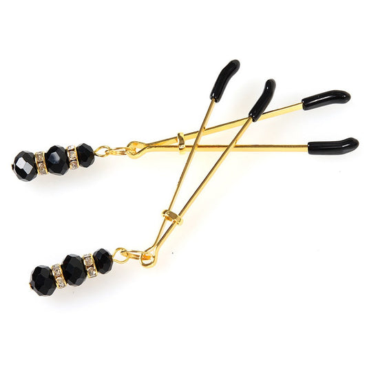 Nipple Clamp With Crystals Gold Luxury Sex Toys
