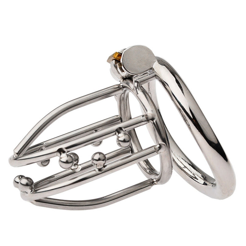 BDStyle Chastity Opening Cage With Chastity Lock Bent Ring Male Chastity