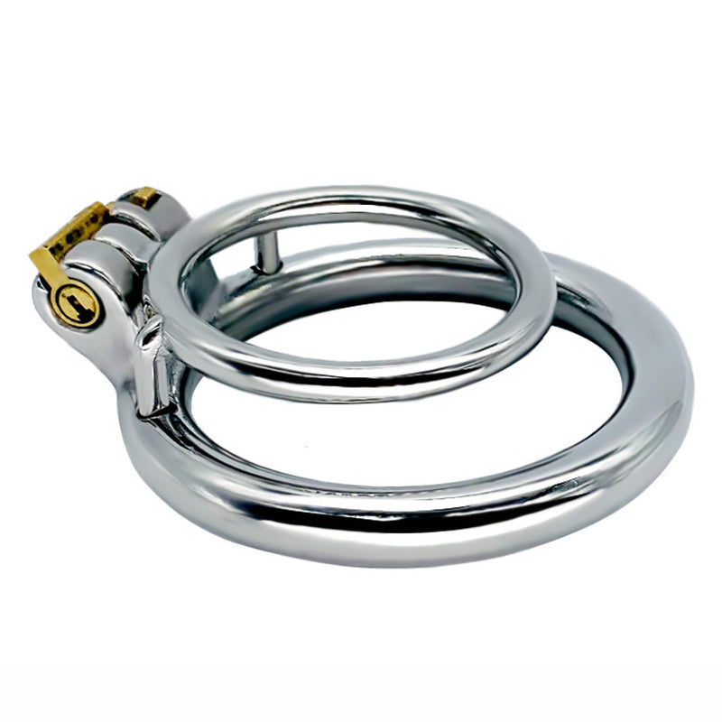 BDStyle Double Ring Male Chastity Lock Cage With Bent Ring Male Chastity