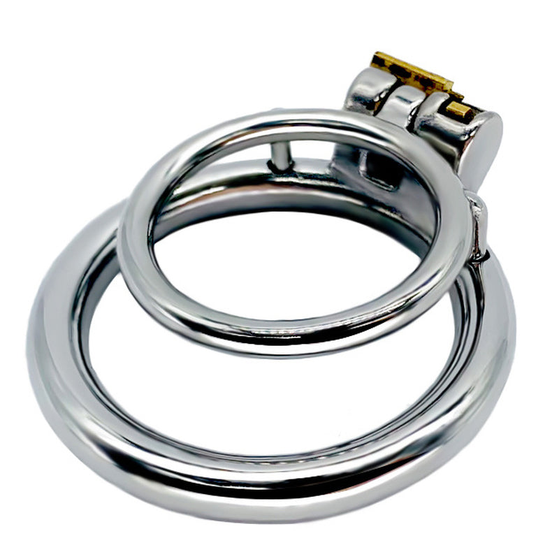 BDStyle Double Ring Male Chastity Lock Cage With Bent Ring Male Chastity