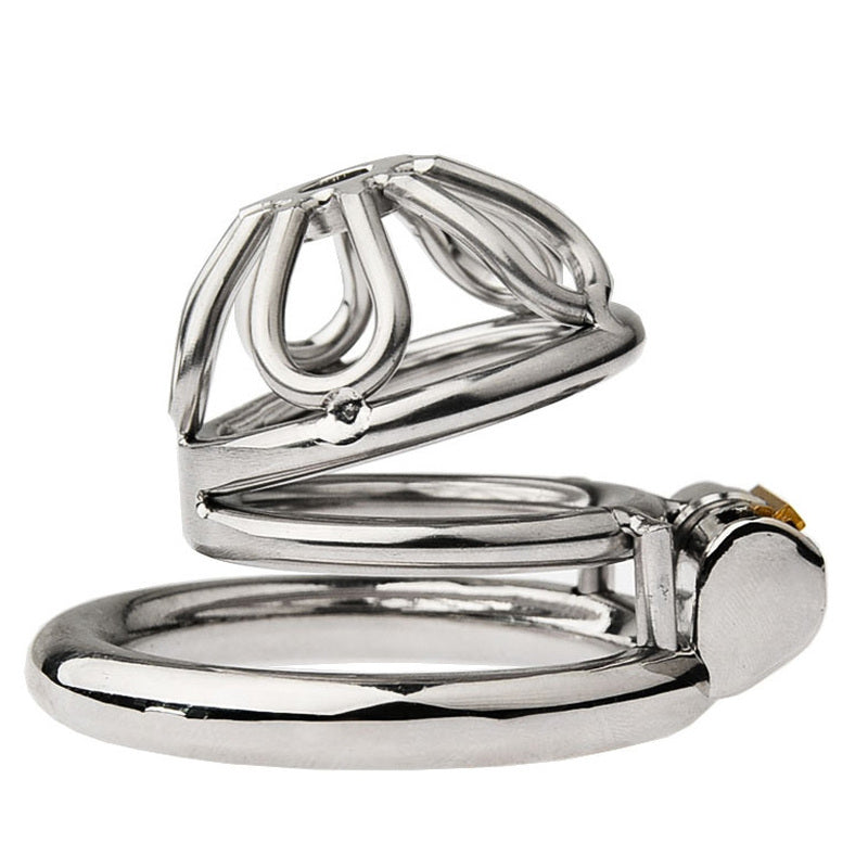 BDStyle Petal Metal Male Chastity Cage With Medium Bent Ring Male Chastity