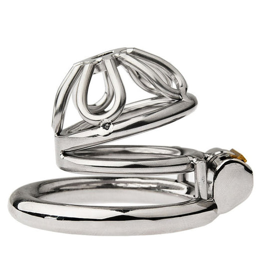 BDStyle Petal Metal Male Chastity Cage With Medium Bent Ring - Male Chastity