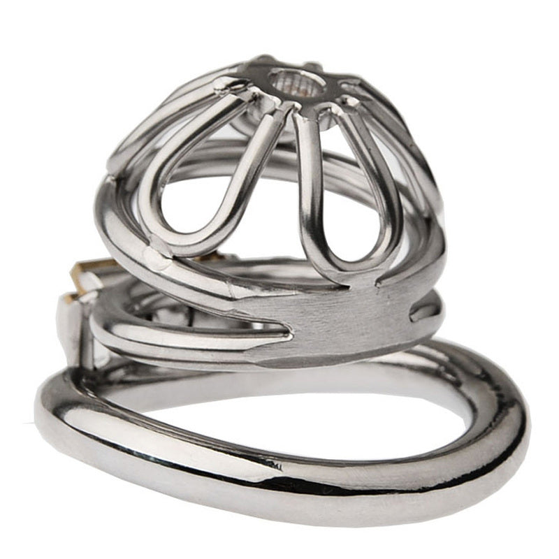 BDStyle Petal Metal Male Chastity Cage With Medium Bent Ring Male Chastity
