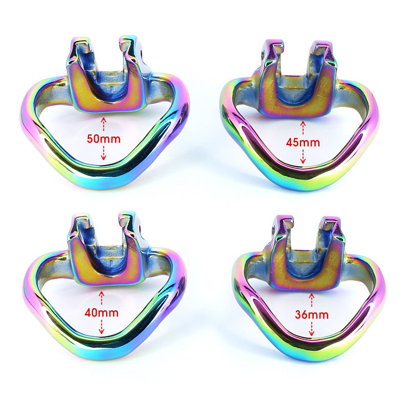 BDStyle Rainbow Male Metal Chastity Cage HTV3 Medium Male Chastity