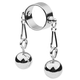 BDStyle Bondage Play Penis Ring With Balls Short Steel Cock Rings