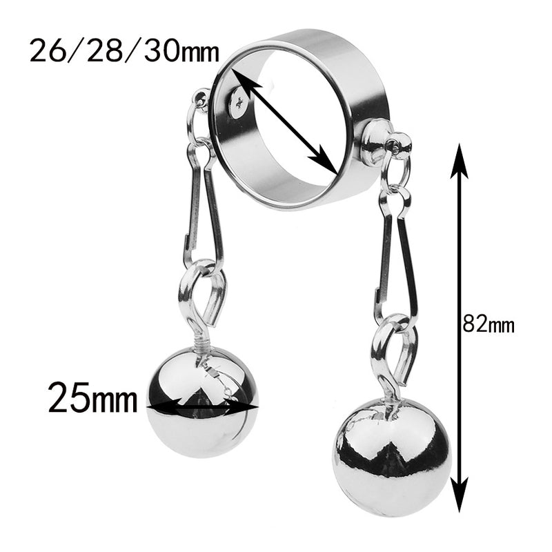 BDStyle Bondage Play Penis Ring With Balls Short Steel Cock Rings