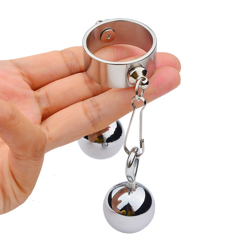 BDStyle Bondage Play Penis Ring With Balls Short Steel Cock Rings