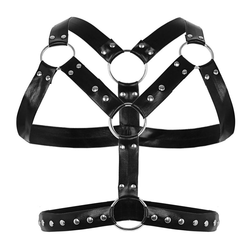 BDStyle Chest Harness Punk Costume Straps with O Rings Cuffs And Restraints