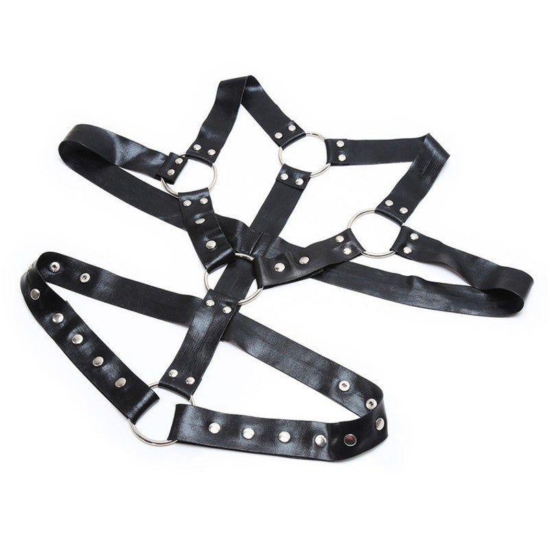 BDStyle Chest Harness Punk Costume Straps with O Rings Cuffs And Restraints