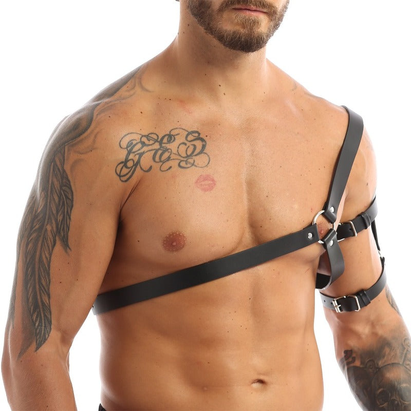 BDStyle One Shoulder Strap Body Chest Half Harness Belt Cuffs And Restraints