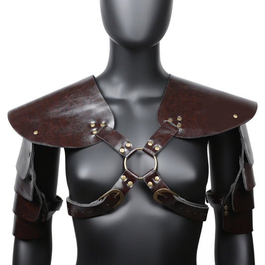 BDStyle Unisex Brown PU Leather Vintage Armor Default Title Cuffs And Restraints