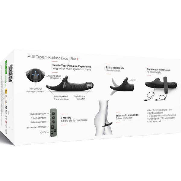 STRAP-ON-ME Multi Orgasm Realistic Strap On Dildo Black - Strap On Sextoys