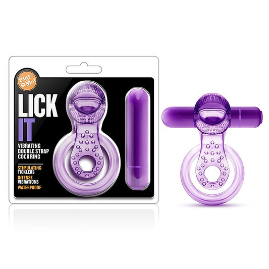 Play With Me Lick It Vibrating Cock & Ball Rings - Ball and Cock Toys