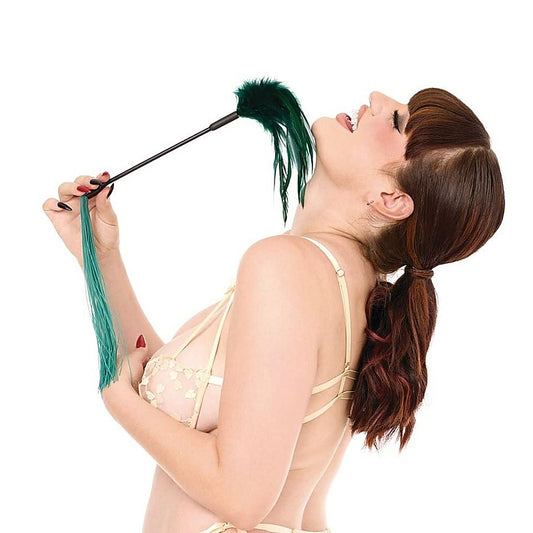 Sex & Mischief Indica Feather Tickler Whip Green - Whips And Crops