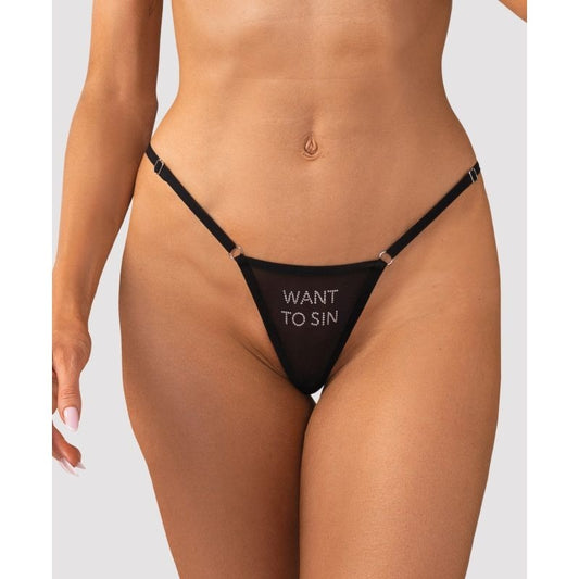 Want To Sin Thong Panties by Obsessive Lingerie - G-Strings, Panties and Shorts
