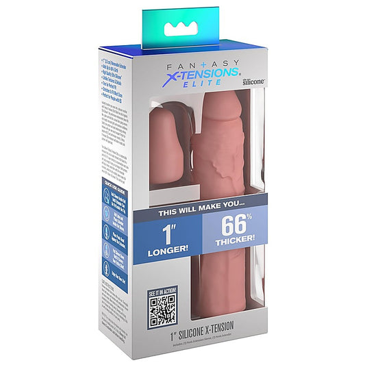 Fantasy Xtensions Elite 7 Inch Sleeve with 1 Inch Plug Light - Penis Sleeves and Extenders
